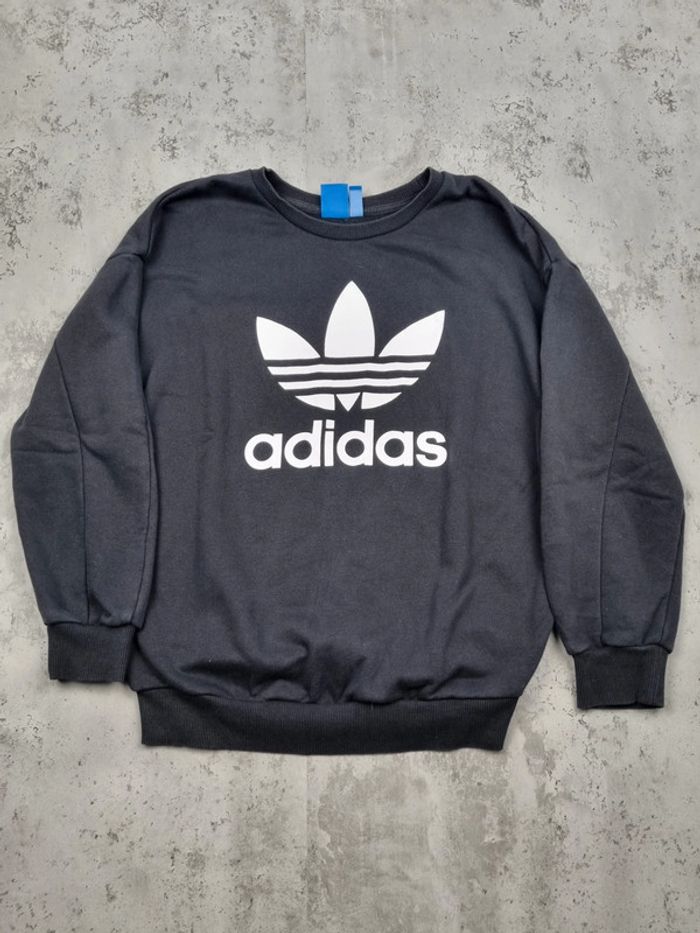 Sweat noir Adidas Trefoil – Taille XS Femme (mesures en photos) - photo numéro 3