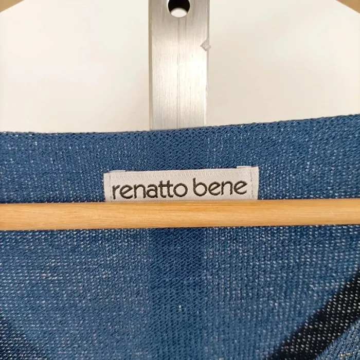 Top bleu irisé Renatto Bene col V manches chauve-souris made in Italy taille 38 A1029 - photo numéro 5