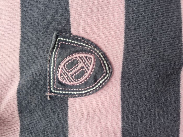 Polo manches longues rayé 3 ans Tissaia Rose à rayures bleu marine - photo numéro 3