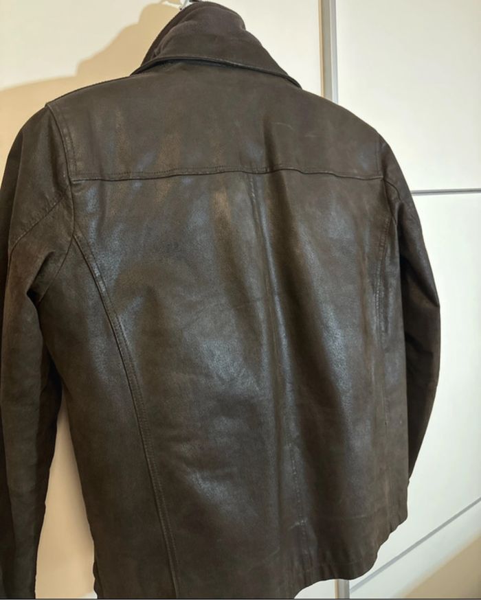 Blouson aviator, cuir, marron, fourrure, polaire, amovible, rembourrés pour le grand froid homme 50 - photo numéro 5
