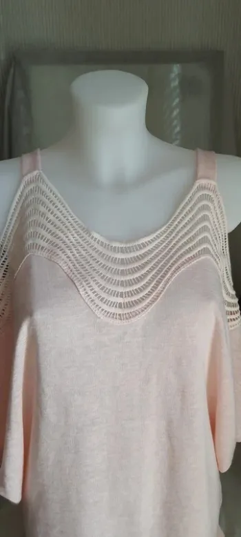 Tunique rose pastel épaule découverte" Mc Lorene" taille L et ++