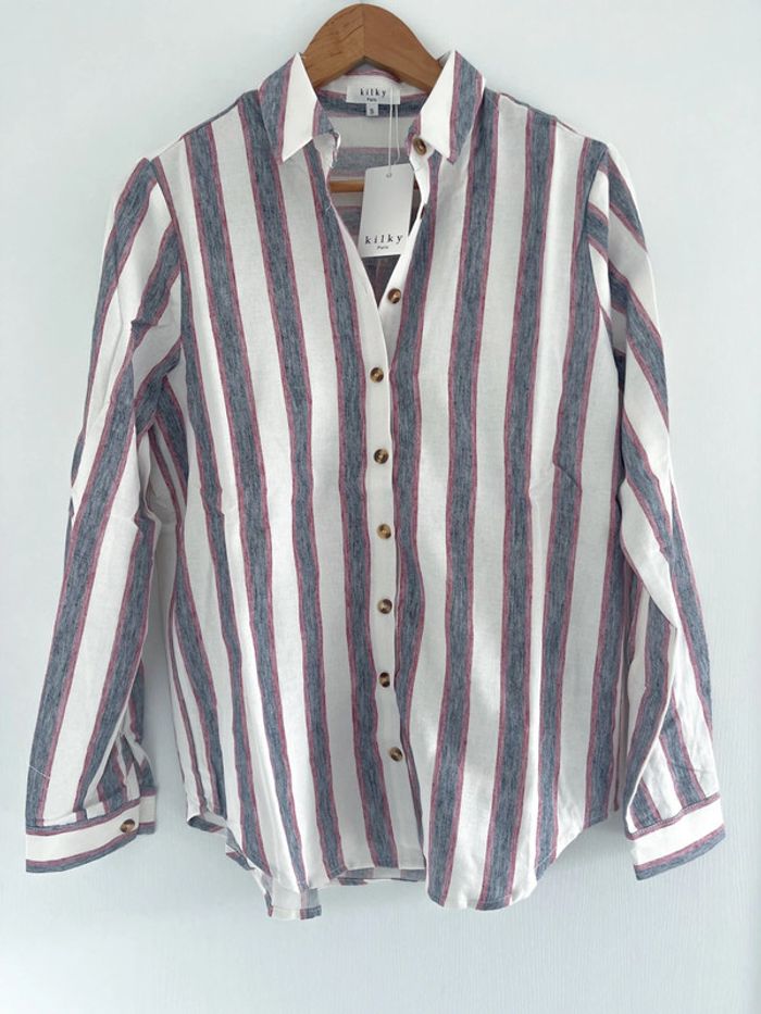 🌟 Chemise à rayures blanc gris et rouge - photo numéro 8