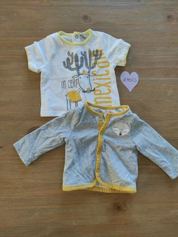 Ensemble gilet et t-shirt mixte 1 mois