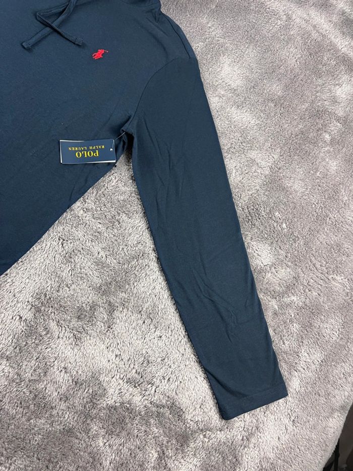 T-shirt manches longues à capuche Ralph Lauren Bleu marine logo rouge Taille M - photo numéro 11