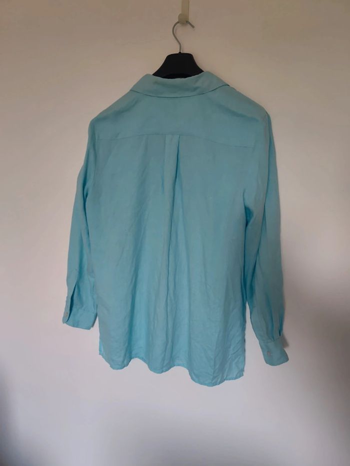 Chemise manches longues bleu ciel 100% lin best connection 46 - photo numéro 3