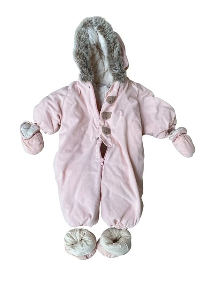Combinaison pilote en velours rose Bonpoint 12 mois