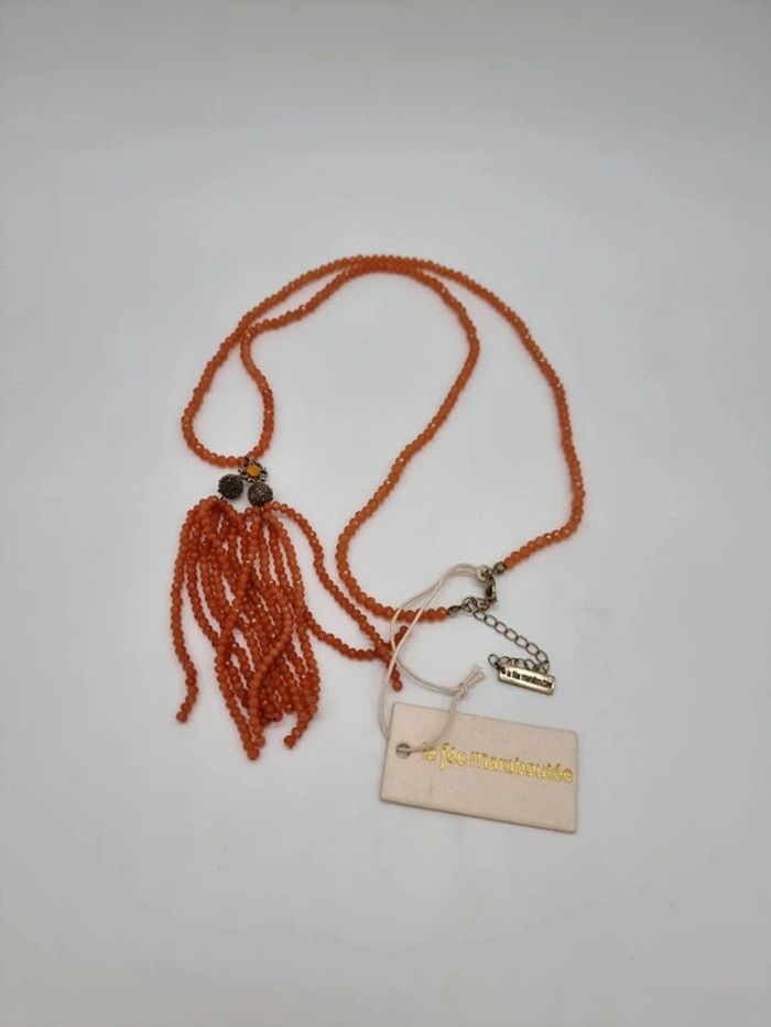 La fée maraboutée collier sautoir pieuvre en perles corail - photo numéro 5