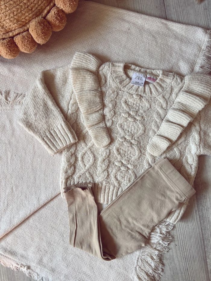 Ensemble pull maille Zara et legging 18 mois 86 - photo numéro 2