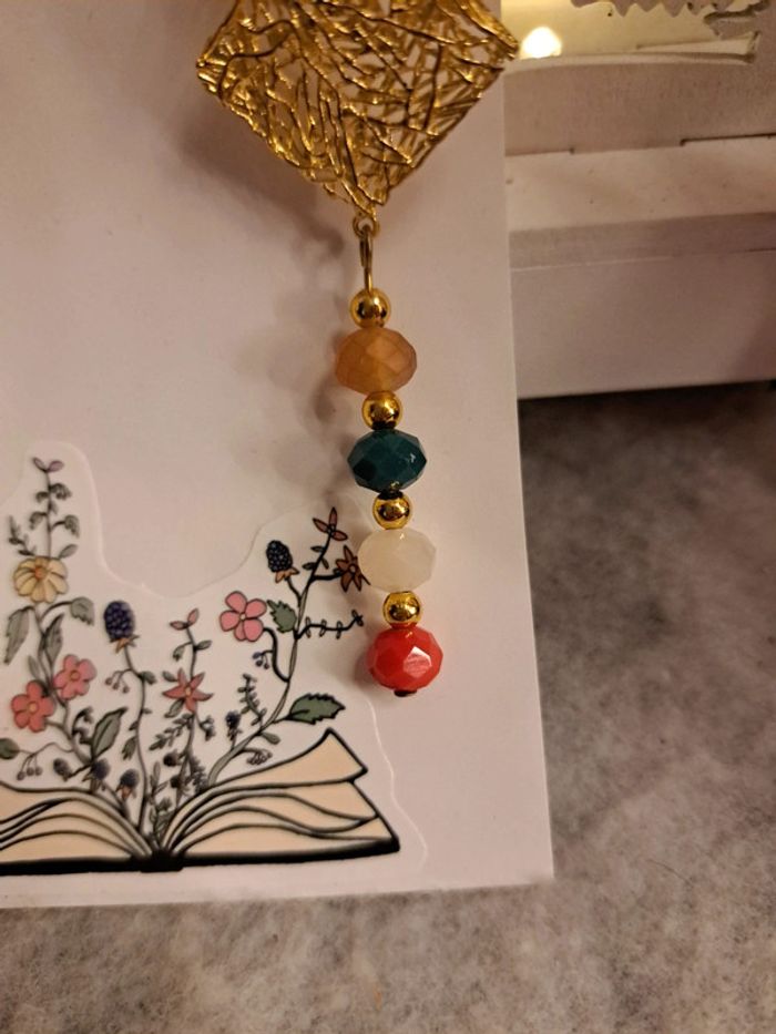 Boucles d'oreilles pendante chic et élégant doré multicolore - photo numéro 6