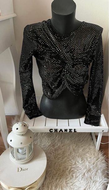Haut court noir à paillettes argentées T.U TBE 🪩