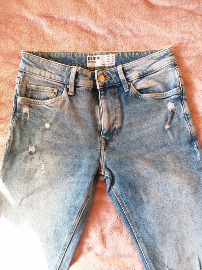 Jeans coupe droite bershka bleu - photo numéro 4