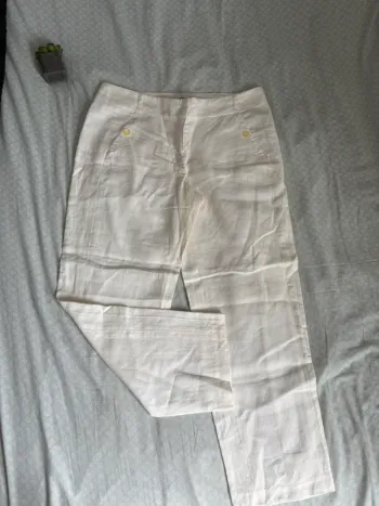 Pantalon en lin blanc Bandolera 40