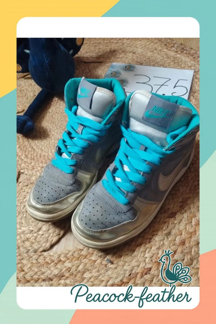 Baskets Nike grises turquoise 37.5 - photo numéro 4