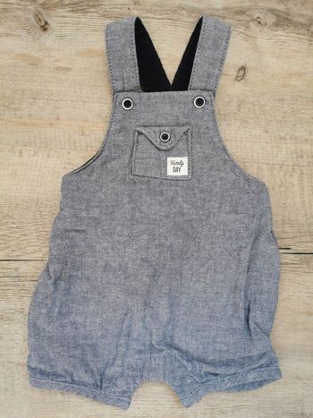 Salopette short bleu garçon 3 mois