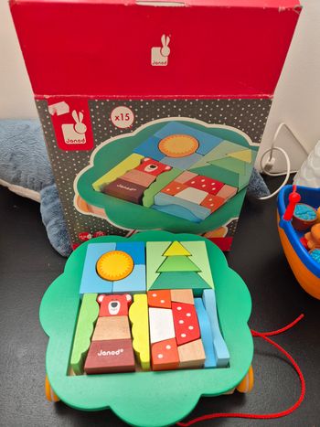 Chariot de cube à promener Janod comme neuf prêt pour Noël