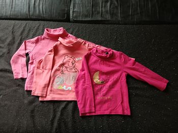 Lot de 3 t-shirts manches longues et col roulé 24 mois fille