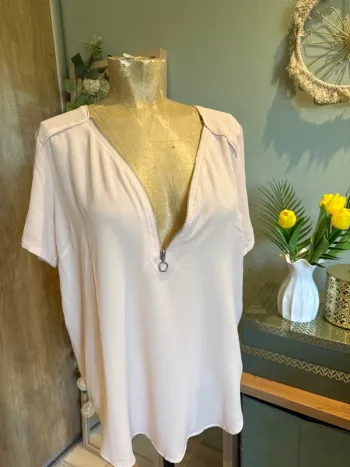 Blouse, fluide, avec grand zip devant femme