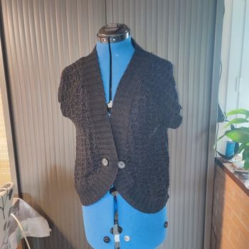 Gilet boléro noir manches courtes taille 4 / 44 / XXL