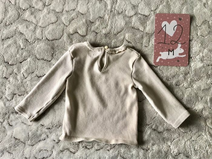 Tee shirt manches longues beige 12 mois Kiabi - photo numéro 2