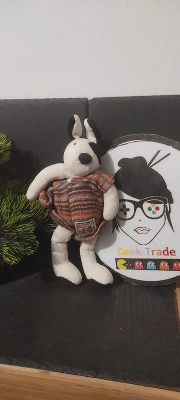 doudou peluche moulin roty chien julius blanc noir la grande famille Salopette