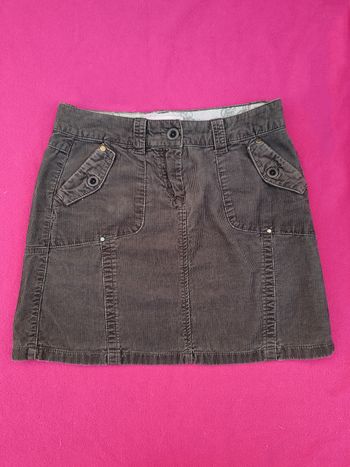 Jupe courte Esprit en velours côtelé marron T34