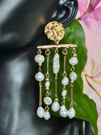 Boucles d oreilles avec perles d eau douce en acier inoxydable