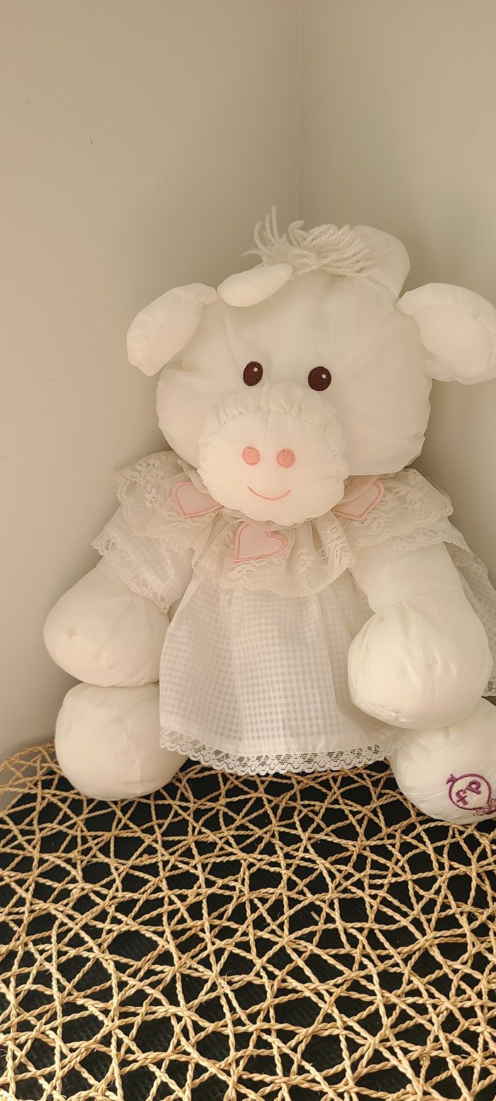 vintage années 80 Fisher Price 1986 Puffalump Peluche - Vache Blanche