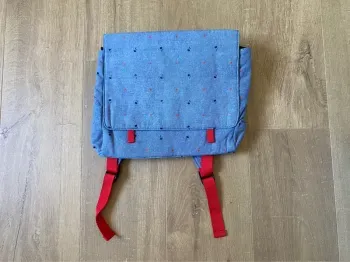 Cartable maternelle Cyrillus bleu gris chiné neuf