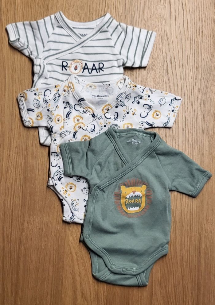 Lot de 3 body naissance - vertbaudet