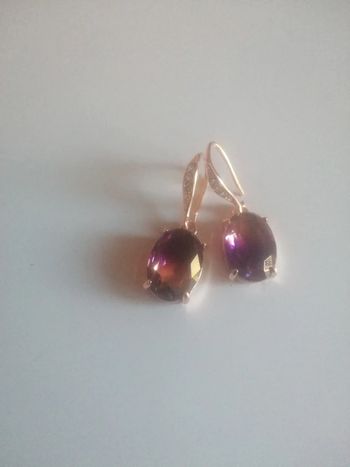 🌸Jolies dormeuses dorées Zirconiums et cristal violet "Boutique Parisienne" #années80 🌸