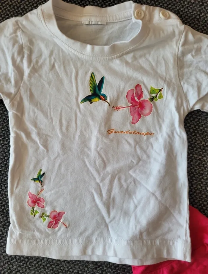 Lot de 2 t-shirts fille 12 mois - photo numéro 3