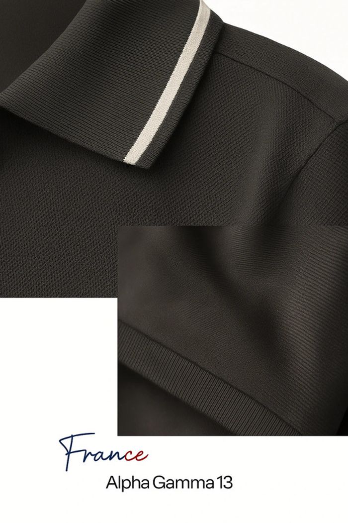 Polo respirant noir légèrement extensible motif Tricolore - Boutonnés, manches courtes - photo numéro 6
