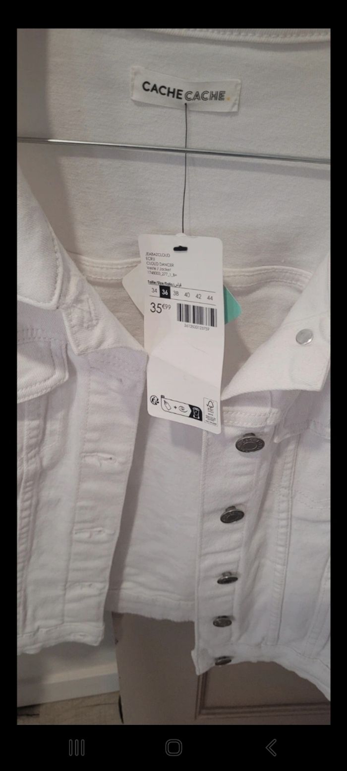 Veste en jeans blanche T S cache cache Neuve - photo numéro 3