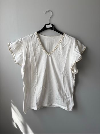 Tee-shirt blanc détails doré