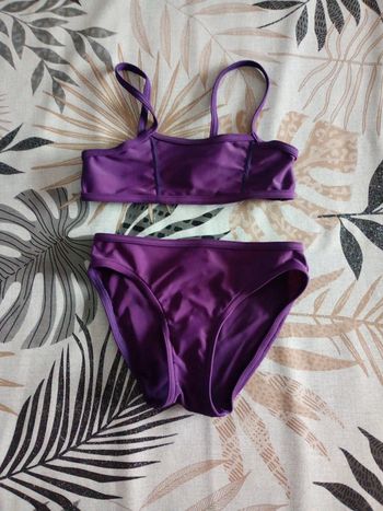Maillot de bain fille 2 pièces prune Decathlon 6 ans