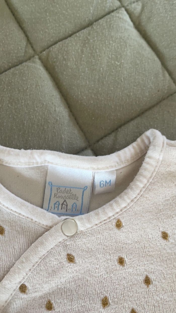Pyjama velours écru 6 mois - photo numéro 3