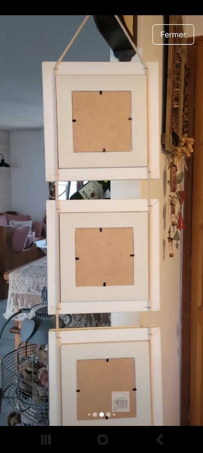 3 cadres reliés effet bois sculpté crème - photo numéro 5