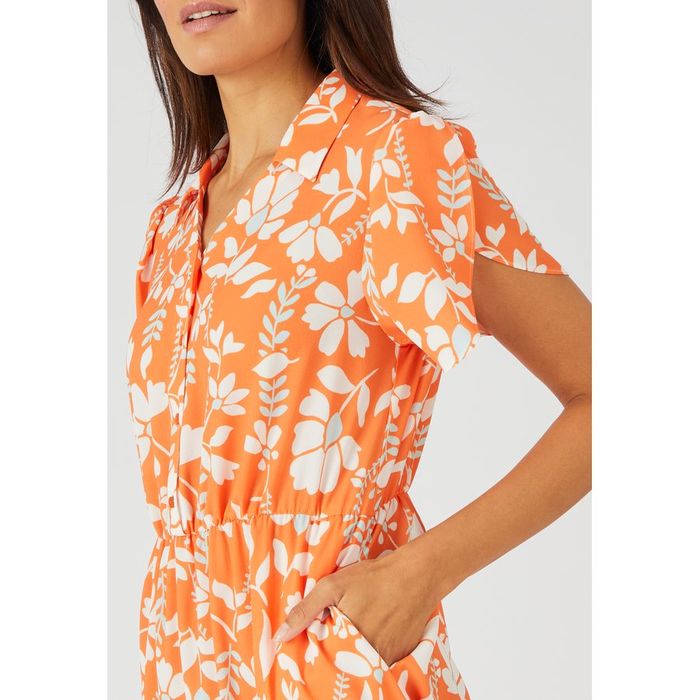 Robe crêpe reliéfé orange fleuri DAMART - taille 46 - couleur orange fleuri - photo numéro 2
