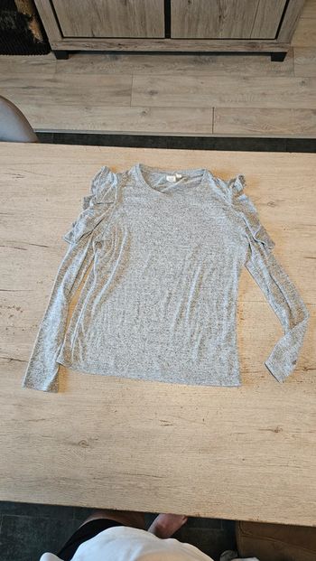 Pull gris chiné léger à manches longues, Gap, taille M, nickel
