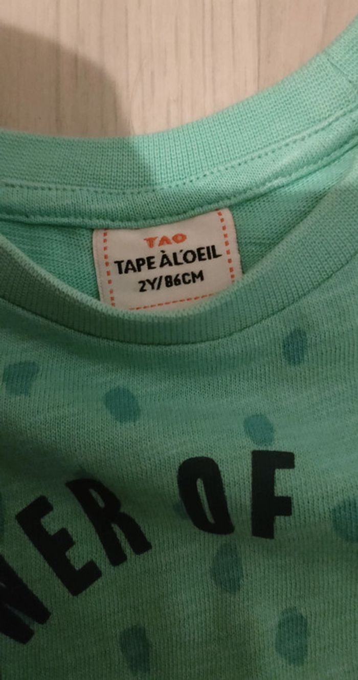 Tee shirt vert à motifs Tape à l'Oeil 2 ans 2€ - photo numéro 2