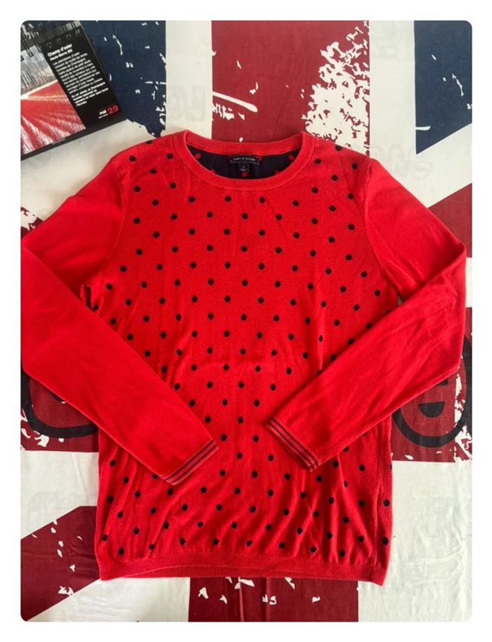 Sweat Tommy Hilfiger à pois rouge et bleu taille M - photo numéro 2
