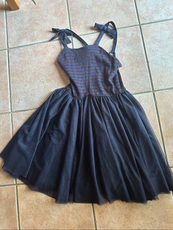 Robe bretelles bleu rayé rouge Petit Bateau Taille 12 ans