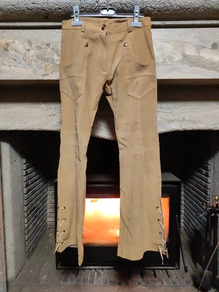 Pantalon effet daim