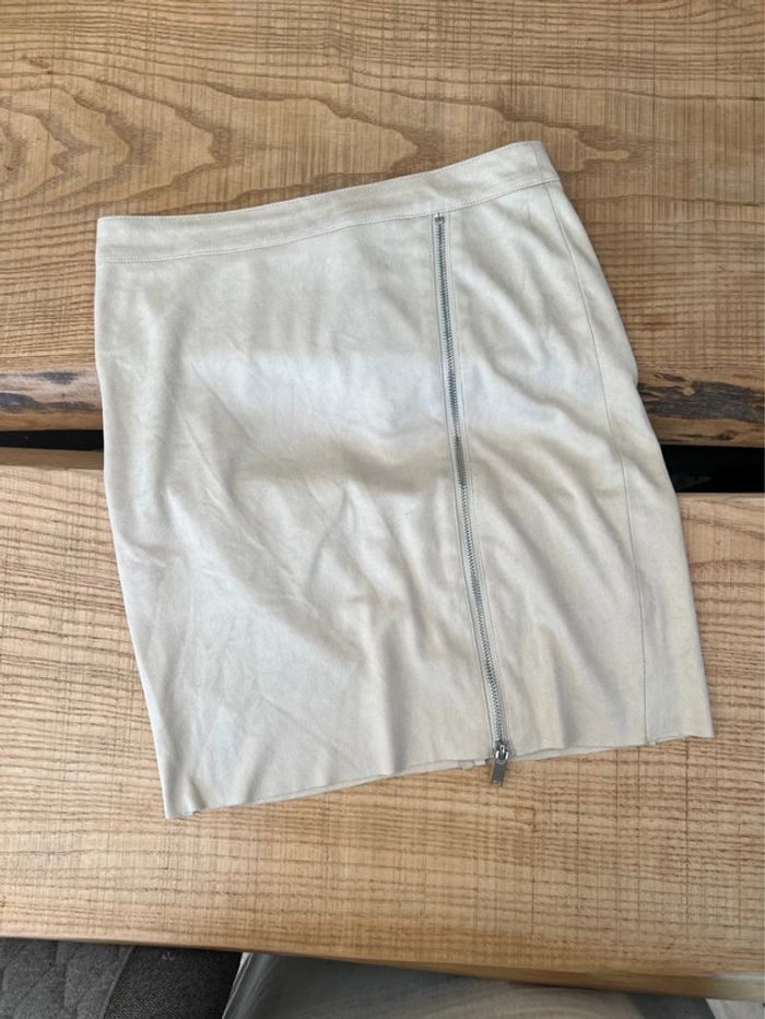 Mini Jupe beige moulante S 36 crème / beige marque la vila fermeture - photo numéro 2