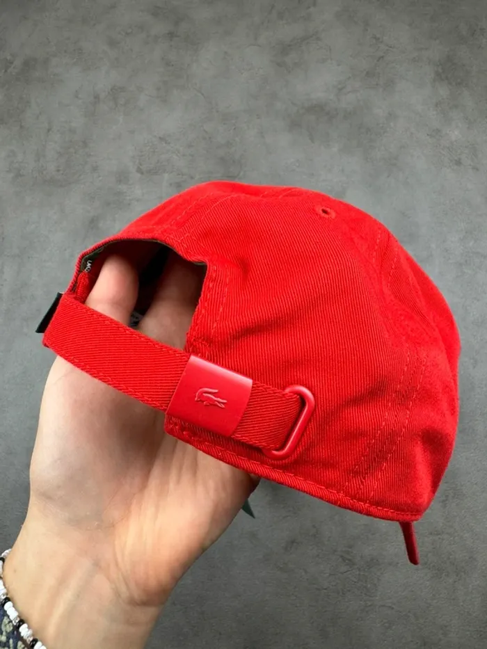 Casquette Lacoste Rouge Logo Brodé Neuve - photo numéro 4