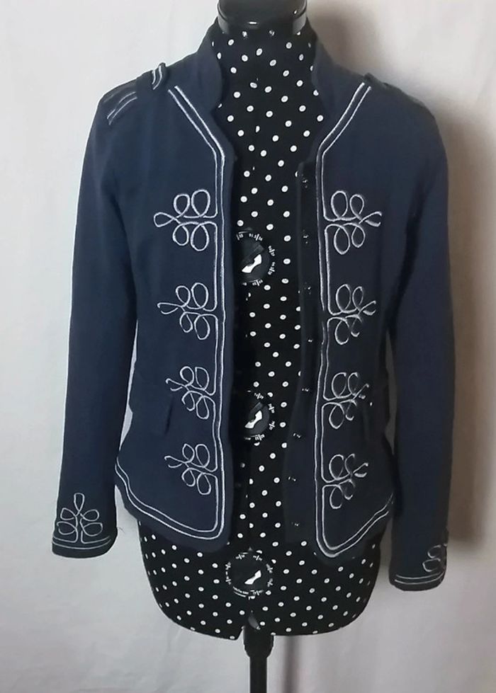 Veste / Blazer bleu marine broderie taille S DDP - photo numéro 8