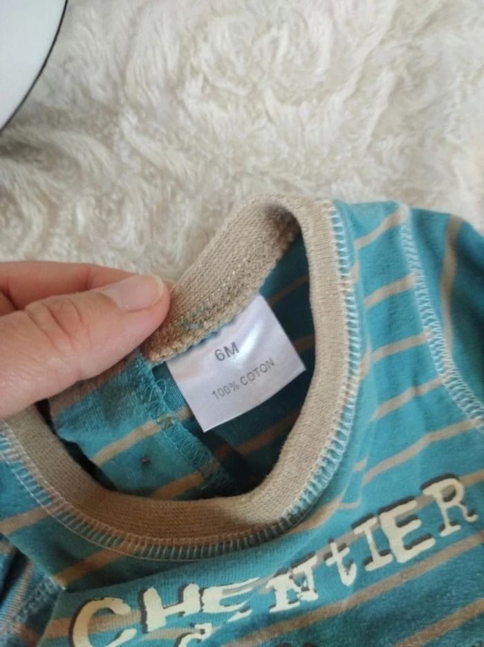 Lot de 2 tee shirt chemise manches longues Garçon 6 mois Chef de chantier Teddy chien - photo numéro 15