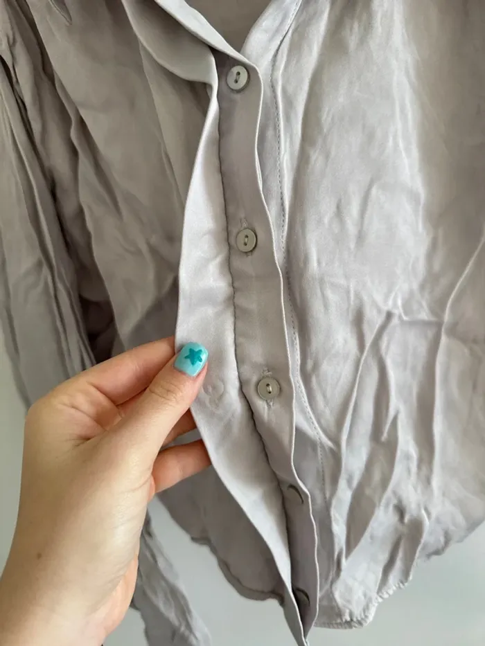 Chemise satinée grise Zara - photo numéro 3