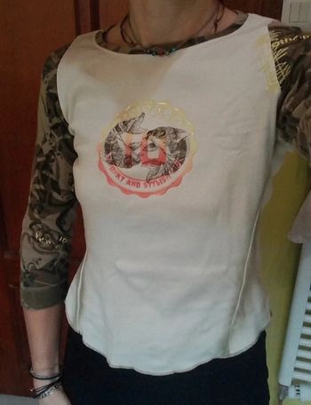 Pull blanc et vert kaki femme Protest
