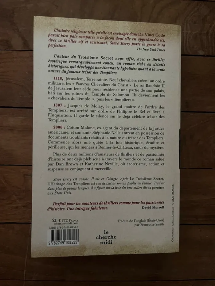 Roman policier L’héritage des Templiers par Steve Berry - photo numéro 2